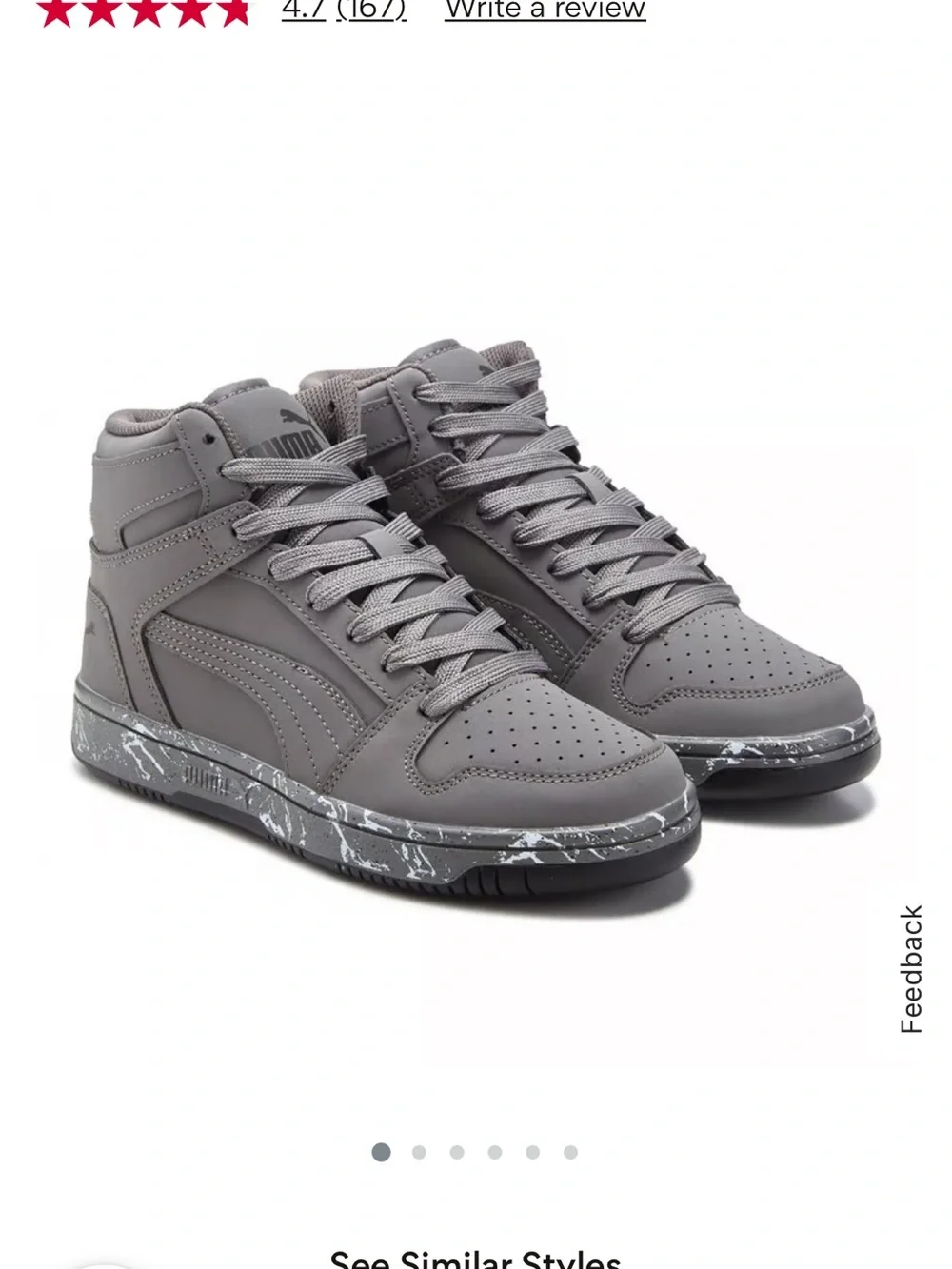 Puma kid’s Mid-Top Sneakers in Grey/Lime with Marbled Midsole